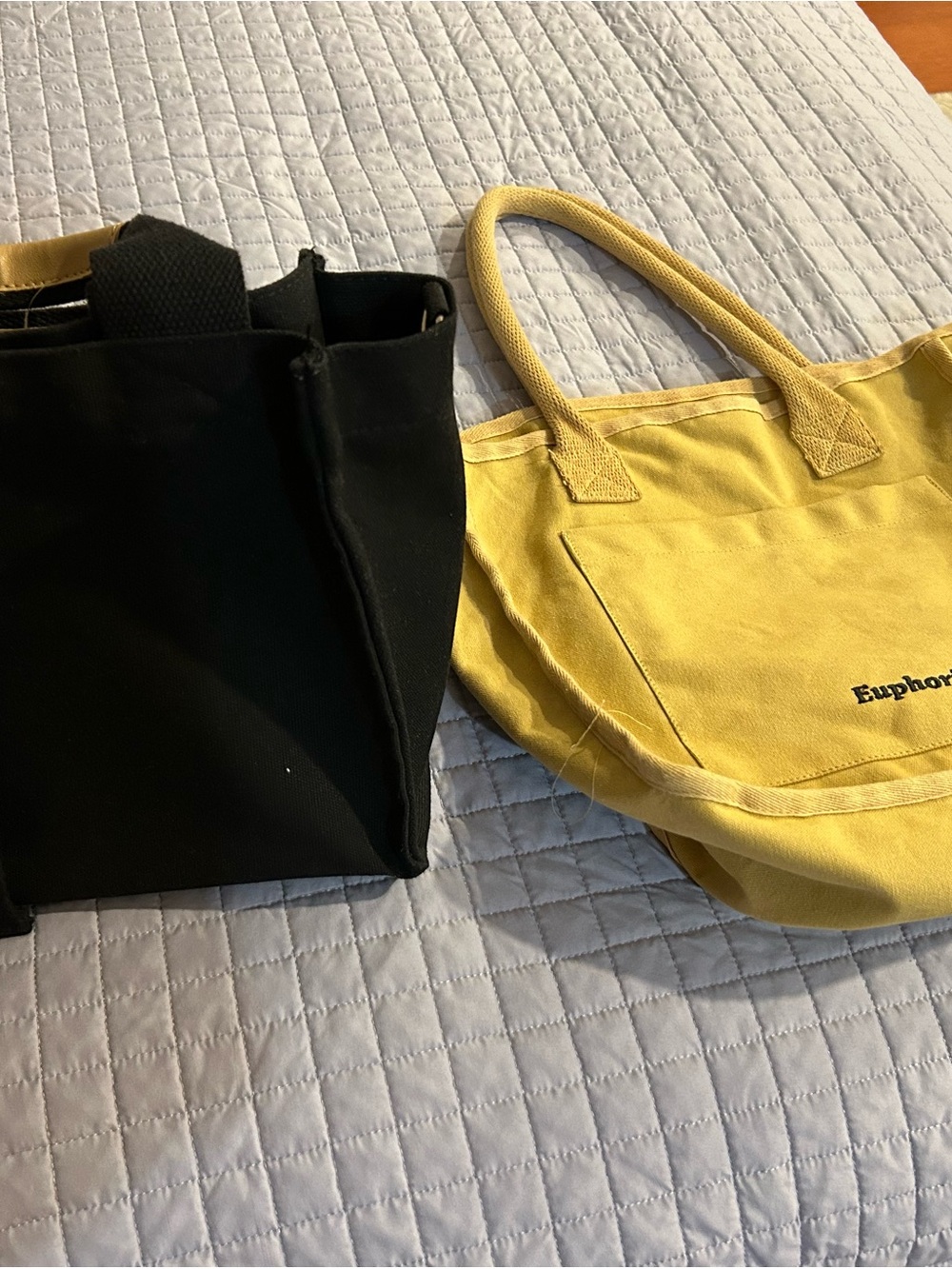 Euphori Canvas Tote Bag in Yellow — Women's Casual Carryall